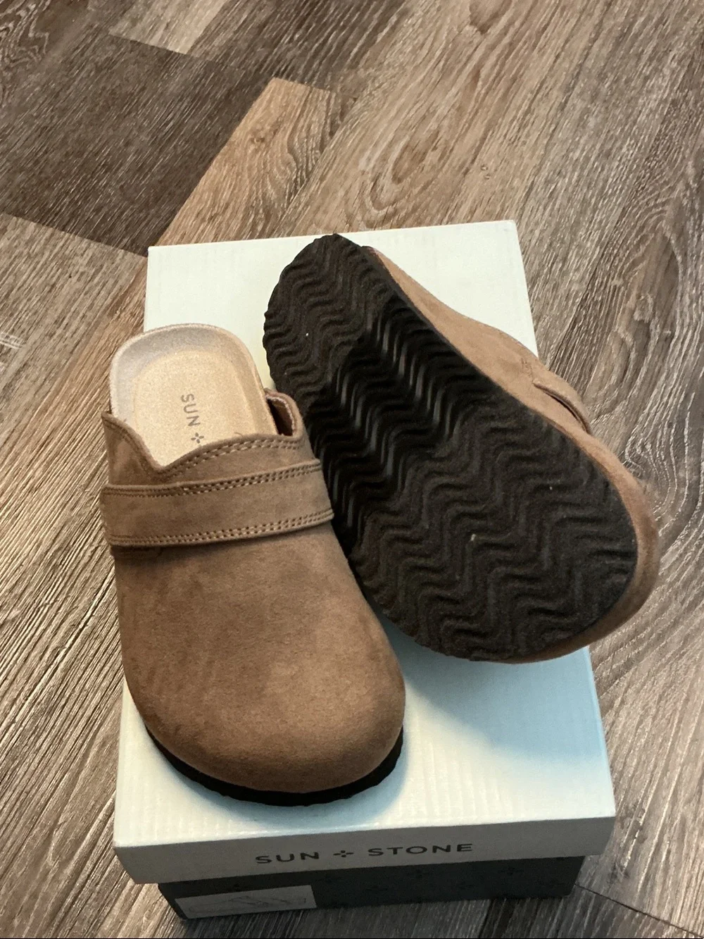 Sun + Stone Kids Suede Slip-On Clog in Tan